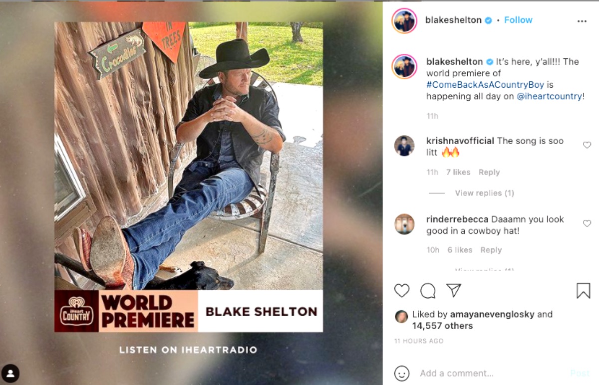 Blake Shelton to Drop New Single, “Come Back As A Country Boy”