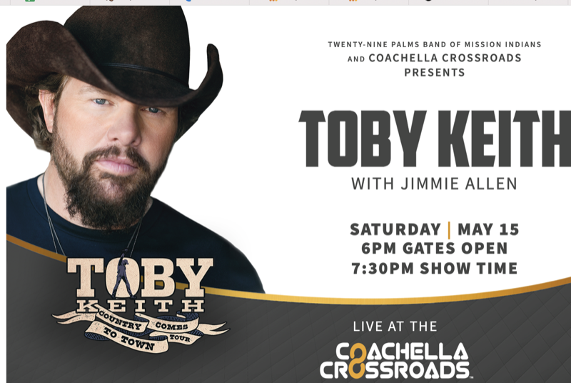 Toby Keith To Perform At Coachella Crossroads in May 2021 - Country ...