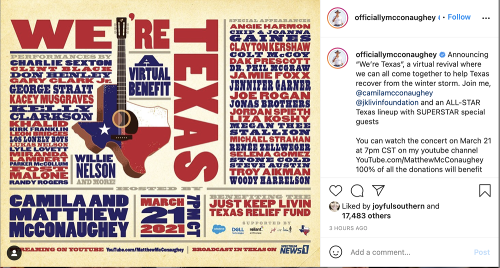 Matthew McConaughey Reveals Country Music Video Debut and Star-studded Virtual Benefit